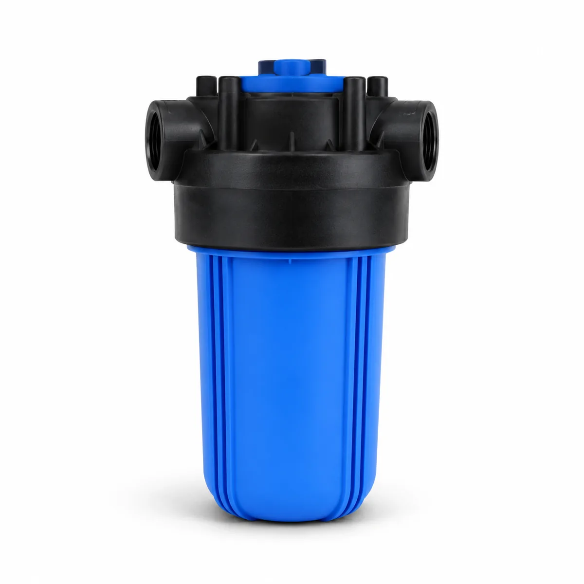 Blauw filterhuis voor een regenwatersysteem